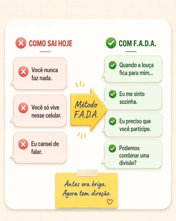 Comparativo: como sai hoje versus com o Método F.A.D.A.
